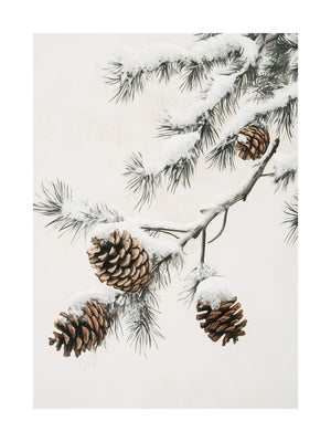 Snowy Pinecones Branch Poster