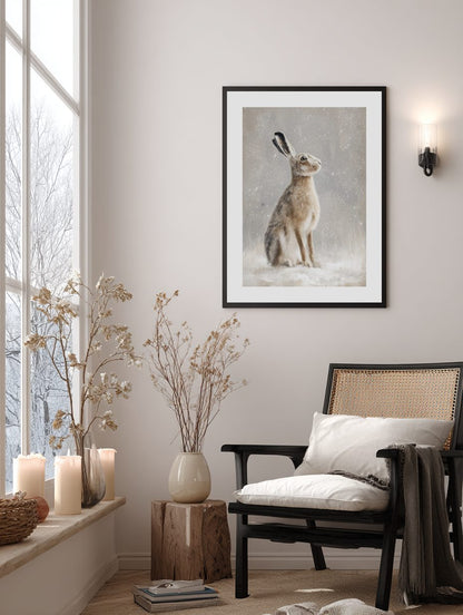 Hare in Snow Poster