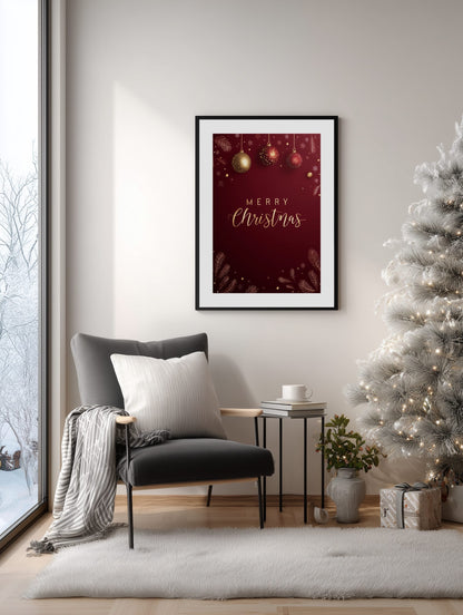 Merry Christmas Red & Gold Poster