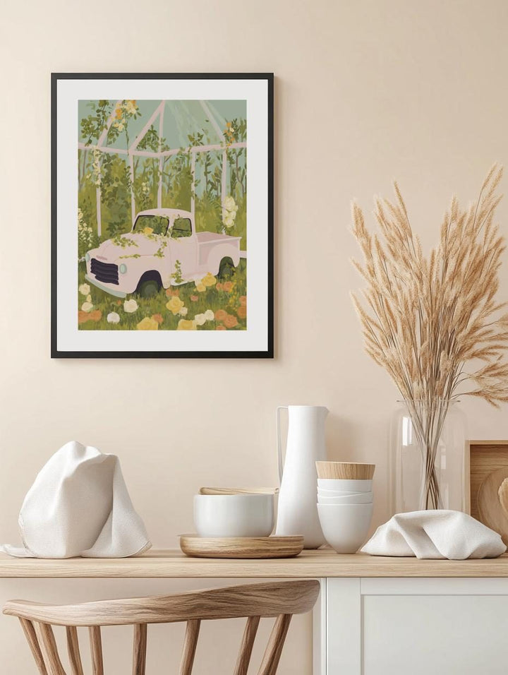 Vintage Pickup in Bloom Poster