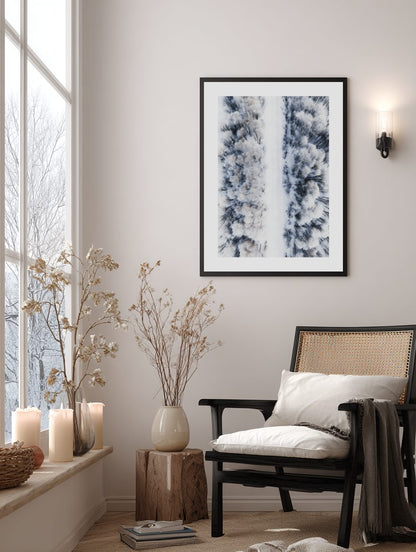 Snowy Forest Road Aerial Poster