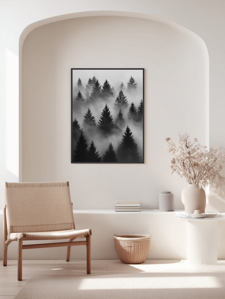 Foggy Forest Silhouette Poster