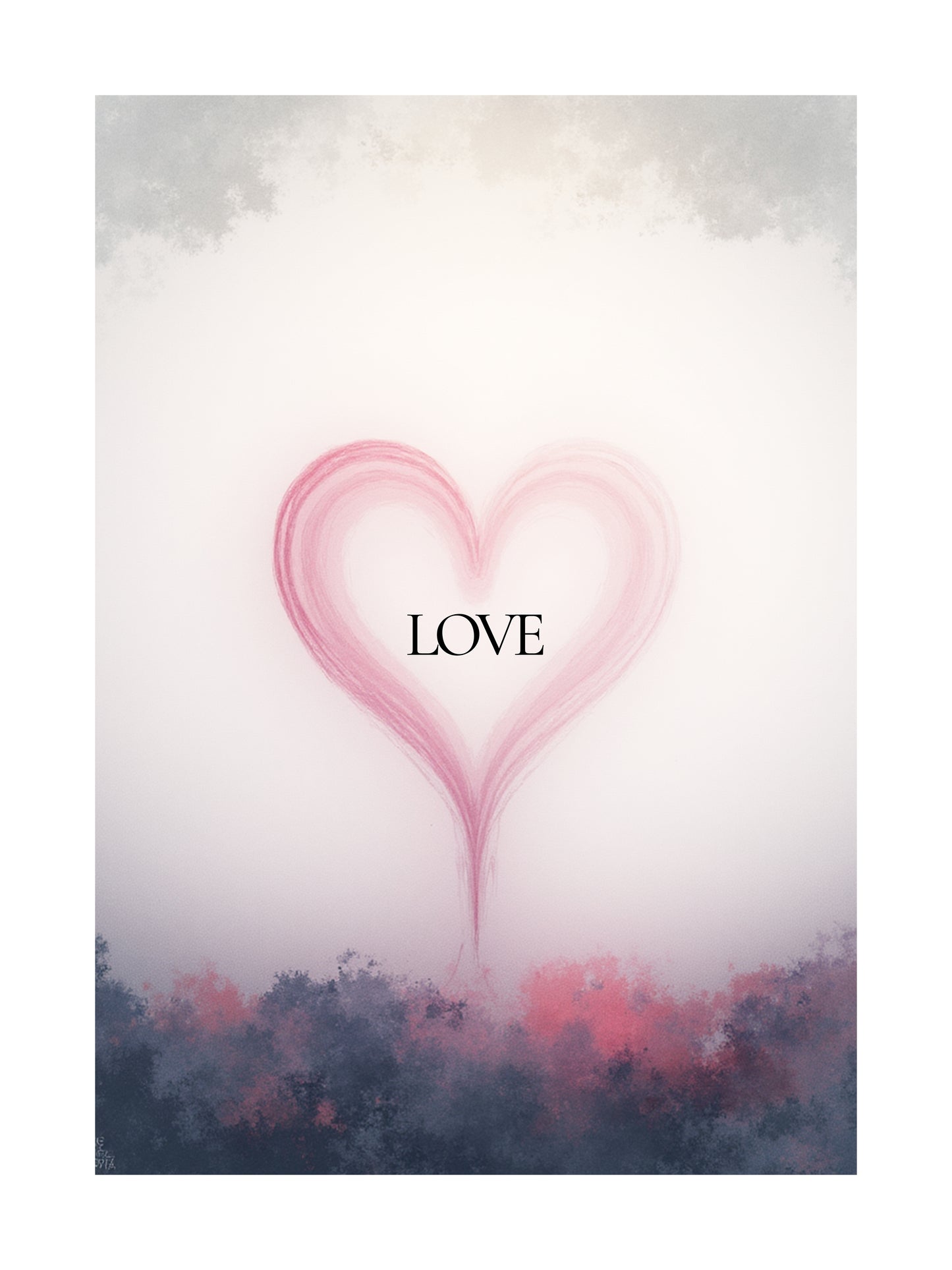 Minimal LOVE text poster in black typography on a white background