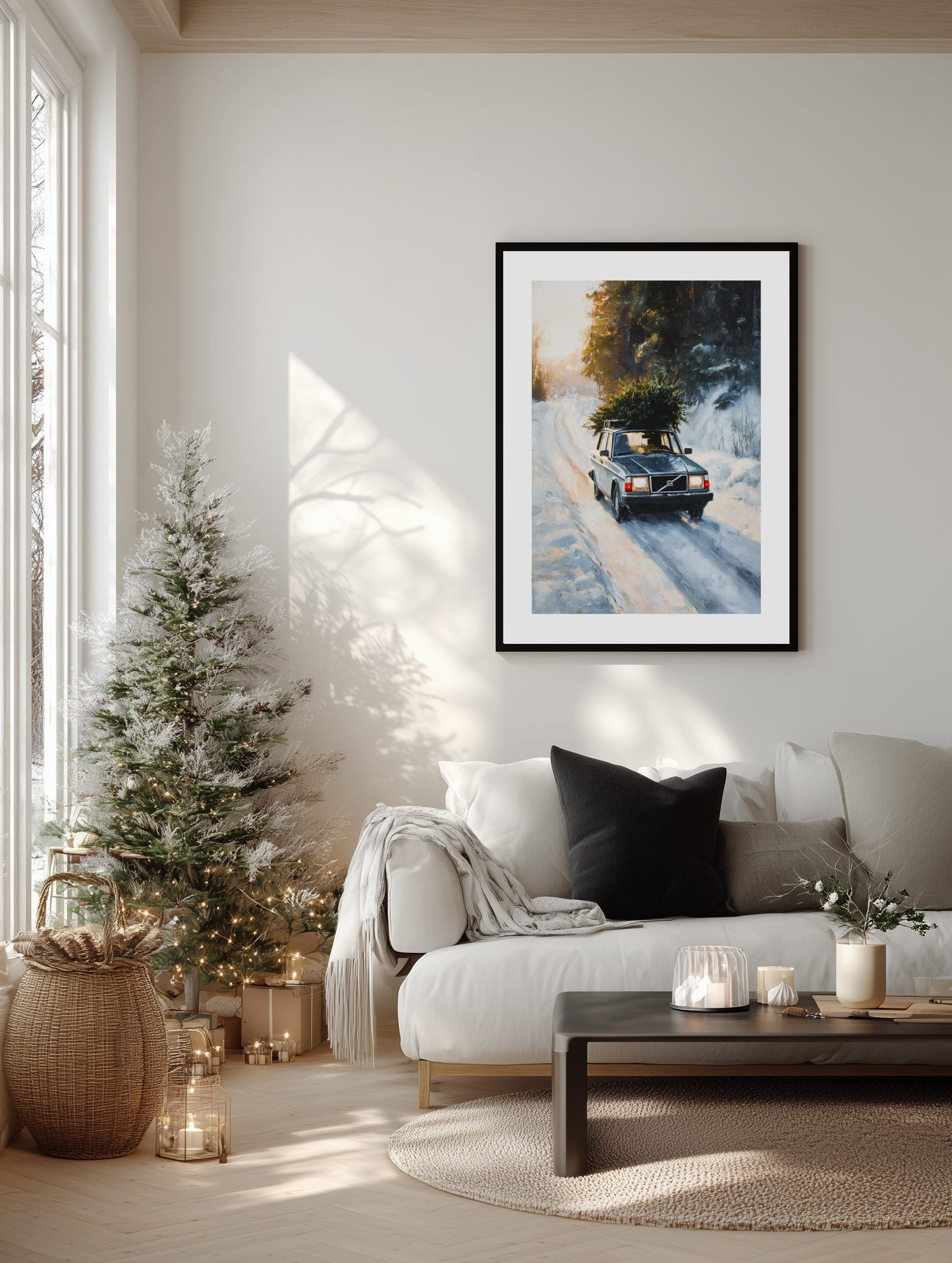 Vintage Volvo Christmas Drive Poster