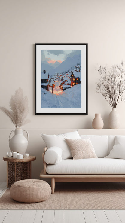 Alpine Village Sunset Poster