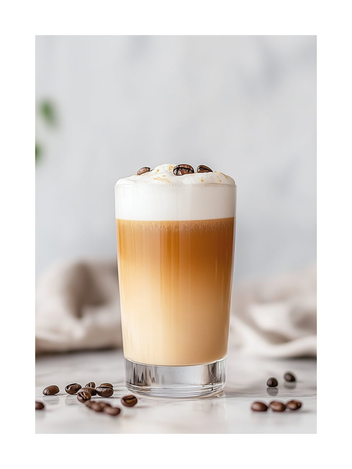 frothy latte kitchen wall art - stylish food & drink poster print