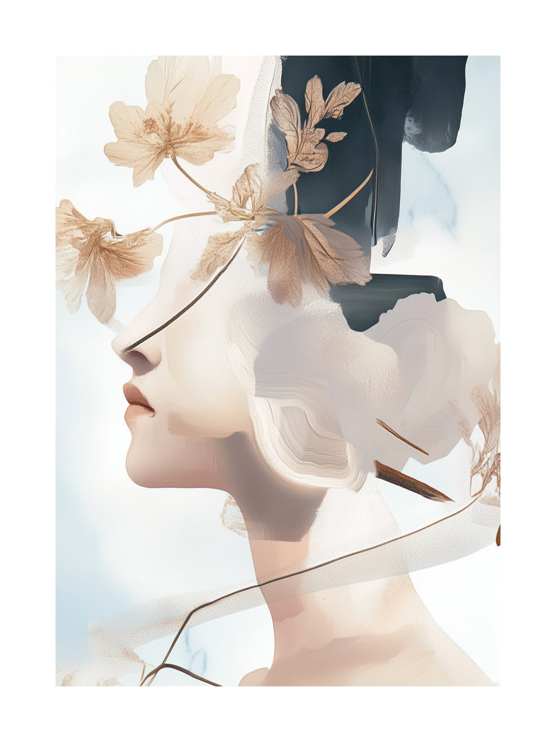 dreamy floral fusion decorative wall art - modern poster for home or office