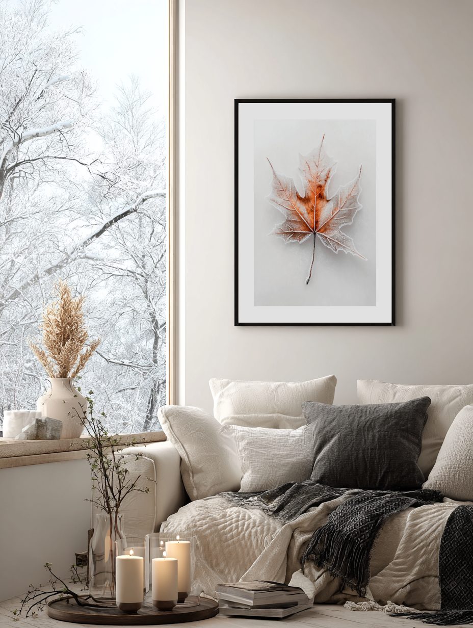 Frosted Maple Leaf Poster