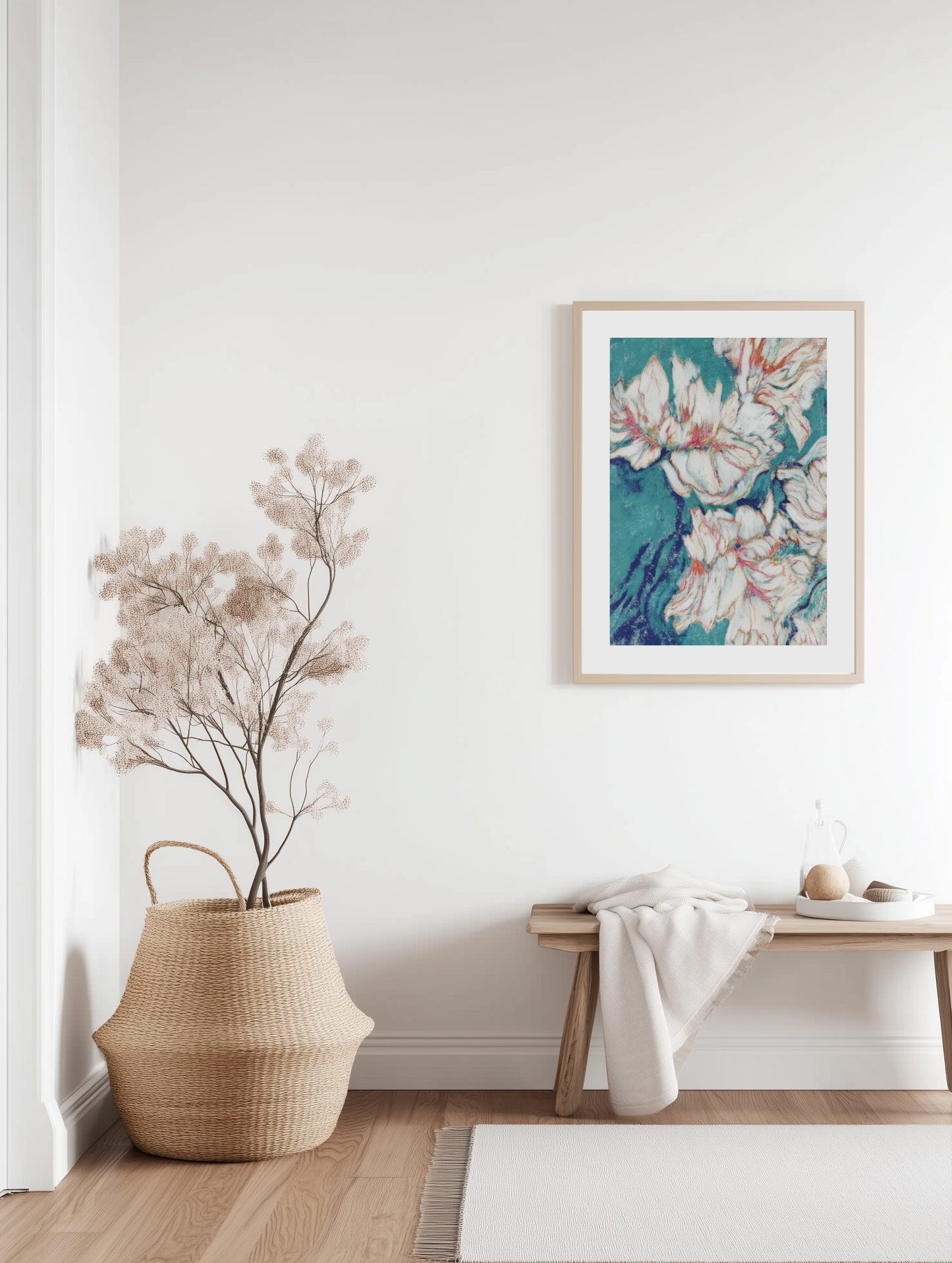 Floating White Petals Poster