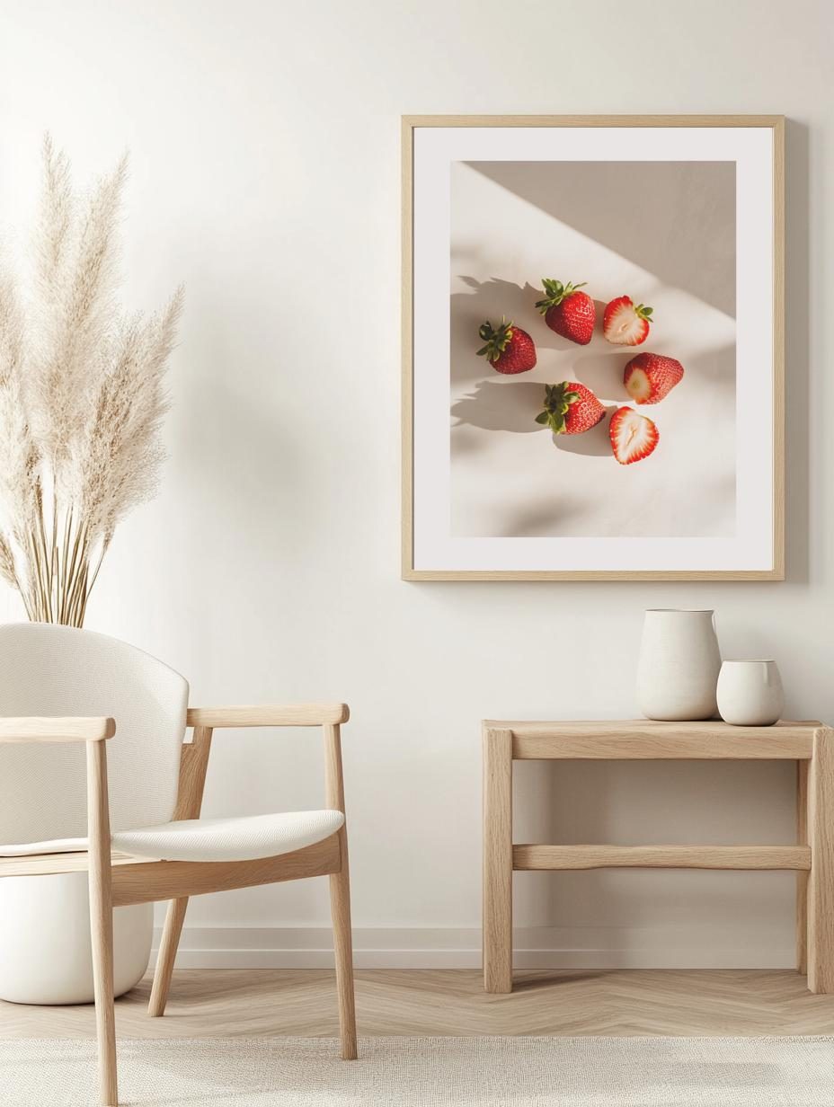 Strawberries on White Surface Poster