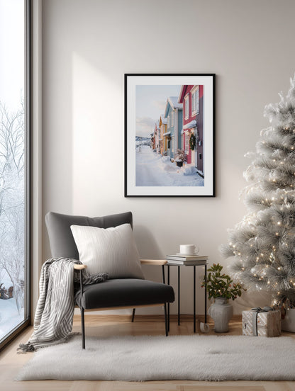 Nordic Coastal Winter Street Poster