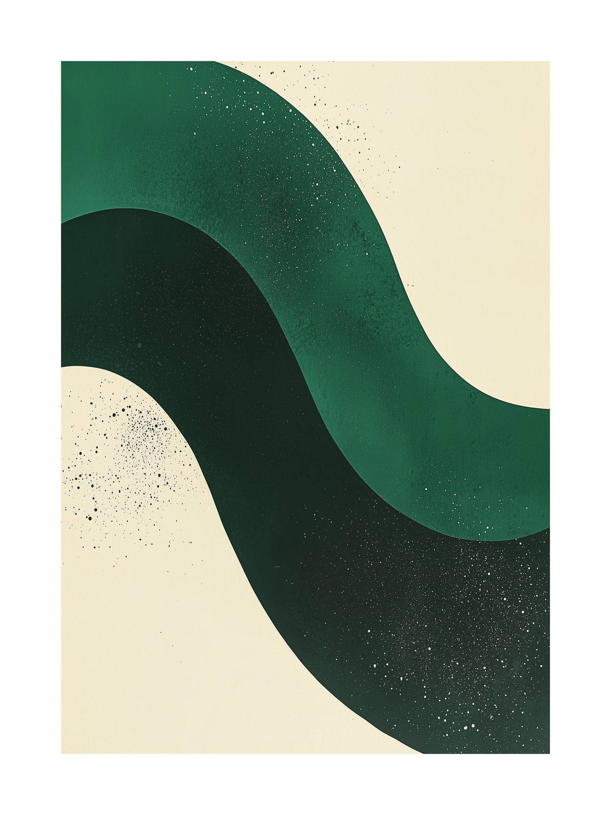 emerald waves decorative wall art - modern poster for home or office