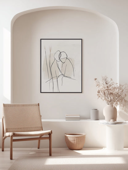Minimalist Couple Embrace Poster